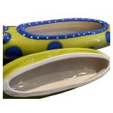 K - Handmade Ceramic Fish Figurine by Alison Palmer- Yellow with Blue Dots