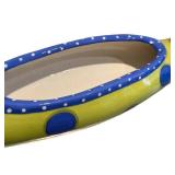 K - Handmade Ceramic Fish Figurine by Alison Palmer- Yellow with Blue Dots