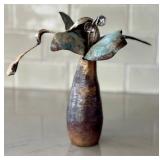 K - Greg Wilbur Blue Blossom - Metal sculpture with Sterling Silver Elements