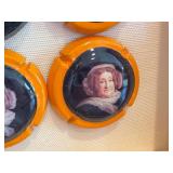 K - Vintage Champagne Bottle Cap Plaques (Musilets) - Framed 9-Piece Set