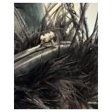 Kate Spade New York Feather Handbag - Black Feathers, Pink Interior, Dust Bag Included