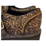 CL - Giuseppe Zanotti Design Glitter Loafers - Black & Gold Glitter - Made in Italy - Size 37.5