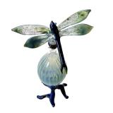 Hand-Blown Art Glass Dragonfly Bottle, Signed Base