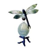 Hand-Blown Art Glass Dragonfly Bottle, Signed Base