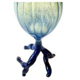Hand-Blown Art Glass Dragonfly Bottle, Signed Base