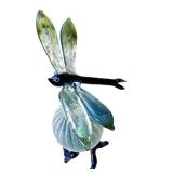 Hand-Blown Art Glass Dragonfly Bottle, Signed Base