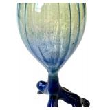 Hand-Blown Art Glass Dragonfly Bottle, Signed Base
