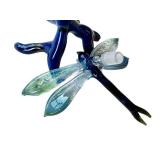Hand-Blown Art Glass Dragonfly Bottle, Signed Base