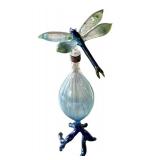 Hand-Blown Art Glass Dragonfly Bottle, Signed Base