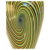 K - Jeff Holmwood Vortex Hand-Blown Glass Sculpture - 13-Inch Tall, Multicolor Spiral