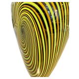 K - Jeff Holmwood Vortex Hand-Blown Glass Sculpture - 13-Inch Tall, Multicolor Spiral