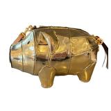 CL - Tory Burch Metallic Pig Crossbody Bag - Gold Tone Leather Strap