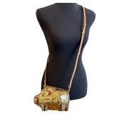 CL - Tory Burch Metallic Pig Crossbody Bag - Gold Tone Leather Strap