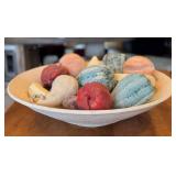 K - Artisan Faux Ceramic Fruit Bowl, Handcrafted Centerpiece