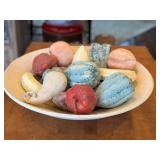 K - Artisan Faux Ceramic Fruit Bowl, Handcrafted Centerpiece
