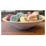 K - Artisan Faux Ceramic Fruit Bowl, Handcrafted Centerpiece