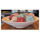 K - Artisan Faux Ceramic Fruit Bowl, Handcrafted Centerpiece