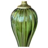 DR - Kinzig Aurelia Table Lamp - Hand-Blown Green Glass Base, Embroidered Shade, 35 in to Shade Top