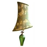 DR - Kinzig Aurelia Table Lamp - Hand-Blown Green Glass Base, Embroidered Shade, 35 in to Shade Top
