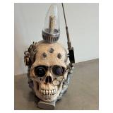 LR - Steampunk Skull Sculpture with LED Lamp, Gears & Monocle