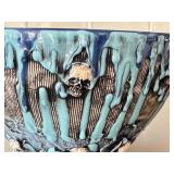 K1 - Rock Johnsen Artisan Bowl, Turquoise Drip with Skull Accents