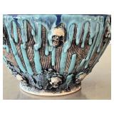 K1 - Rock Johnsen Artisan Bowl, Turquoise Drip with Skull Accents