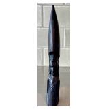 K - Wooden Tigre Mask w/ Mirror Eyes & Carved Figurine (Lot of 2)