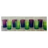 CF - BodaNova Color Glass Tumblers - Purple & Green (Lot of 10)