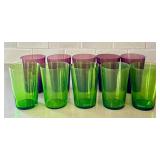 CF - BodaNova Color Glass Tumblers - Purple & Green (Lot of 10)