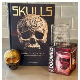 O - Skulls: Portraits of the Dead - Paul Gambino Hardcover; Doomed Skull Shot Glass; Decorative Skull Ornament