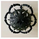 Metal Ceiling Light Fixture - 28 in Wide - Ornate Leaf Design Chandelier