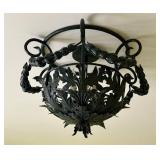 Metal Ceiling Light Fixture - 28 in Wide - Ornate Leaf Design Chandelier