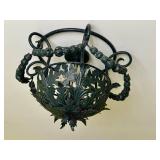 Metal Ceiling Light Fixture - 28 in Wide - Ornate Leaf Design Chandelier