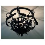 Metal Ceiling Light Fixture - 28 in Wide - Ornate Leaf Design Chandelier