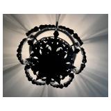 Metal Ceiling Light Fixture - 28 in Wide - Ornate Leaf Design Chandelier