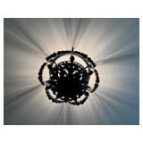 Metal Ceiling Light Fixture - 28 in Wide - Ornate Leaf Design Chandelier