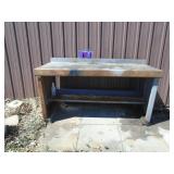Metal work bench. 70" long. As shown.