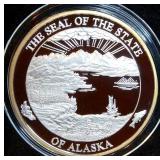 Very Rare & Spectacular Alaskan Mint 2003 24 Karat Gold Enhanced 1oz .999 Silver Round, Never Released to Public