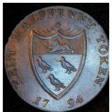 Lightly Circulated 1794 Kent Lamberhurst Halfpenny Conder Token, Moderately Scarce D&H 35a variety