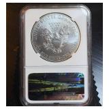 2012 NGC MS 70 Silver Eagle, First Release, Mint Fresh Case, details