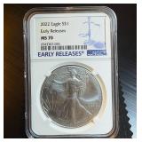 2022 NGC MS 70 Silver Eagle, Mint Fresh, Early Releases