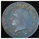 1808 Napoleonic Kingdom of Italy 1 Centesimo, Unaltered, MM Strike Error, Poss Rare V over M
