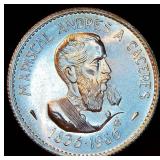 High Grade Uncirculated 1986 Peru Silver 100 Intis, 150th Anniv Cáceres, KM# 298