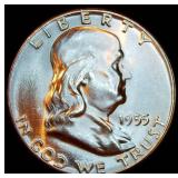 Key Date Uncirculated 1955-P Franklin Half Dollar, High Grade w/Full Mint Luster