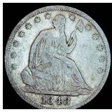 Better Date 1848-P Seated Half Dollar, Poss WB-6 RPD, F/VF, details