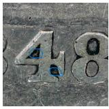 Better Date 1848-P Seated Half Dollar, Poss WB-6 RPD, F/VF, details