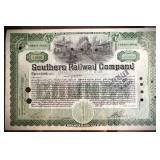 Framed Southern Railway Co. Cancelled Stock Certificate - No Shipping on this Item