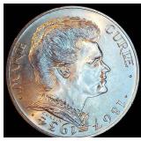 Choice Uncirculated 1984 France Silver 100 Francs, Marie Curie 50th Anniversary, Full Luster, KM #955