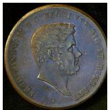 1849 Two Sicilies 10 Tornesi, Italian States, VF+/XF, Unaltered w/Traces of Red Remaining, KM# 331