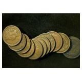 (12) Common Date Circulated Indian Head Pennies